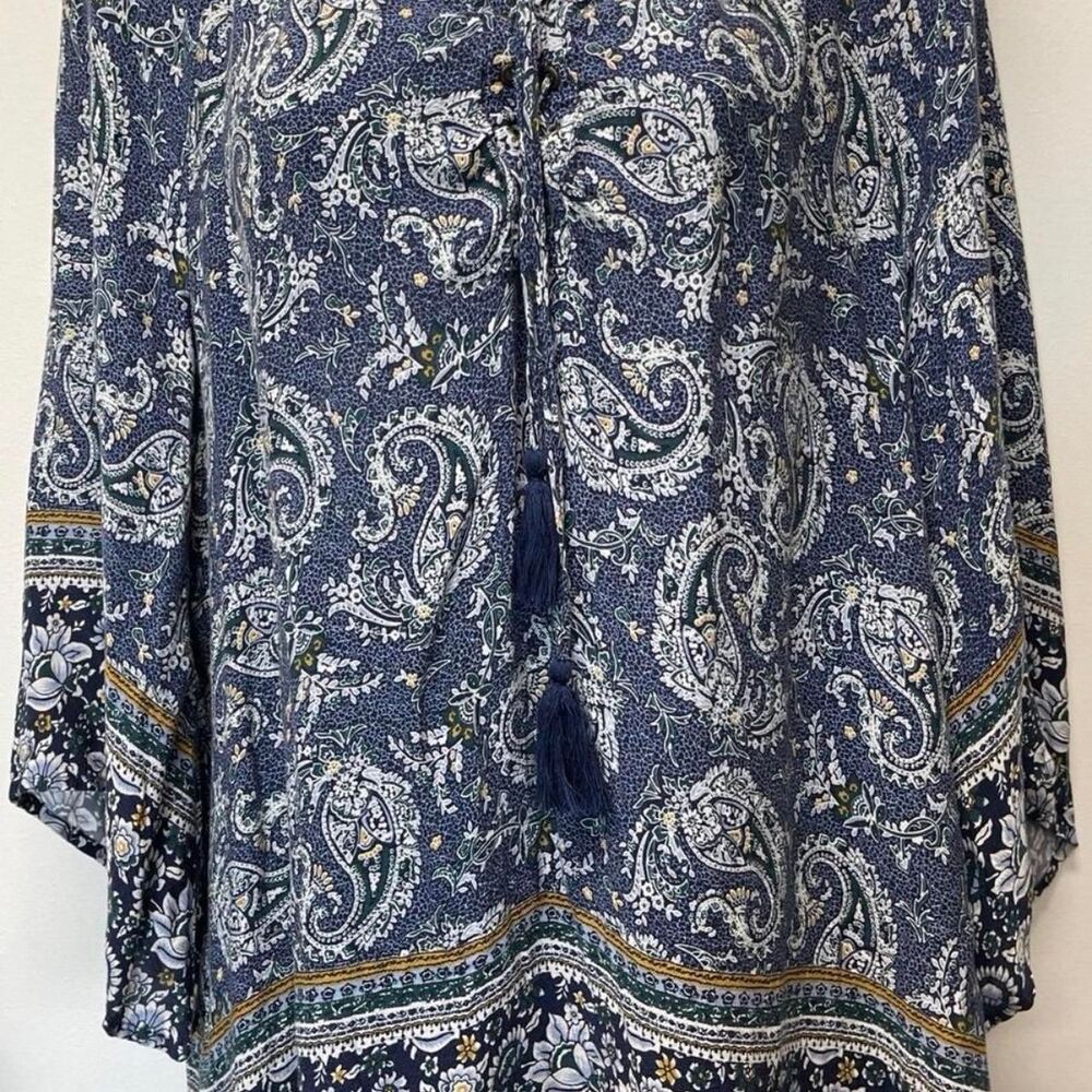 NWOT Dressbarn Women's Size XL Navy and White paisley boho blouse